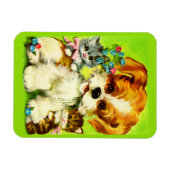 かわいい子犬と笑顔の子猫 マグネット (横)