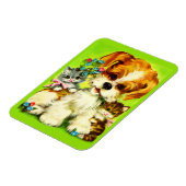 かわいい子犬と笑顔の子猫 マグネット (左側)