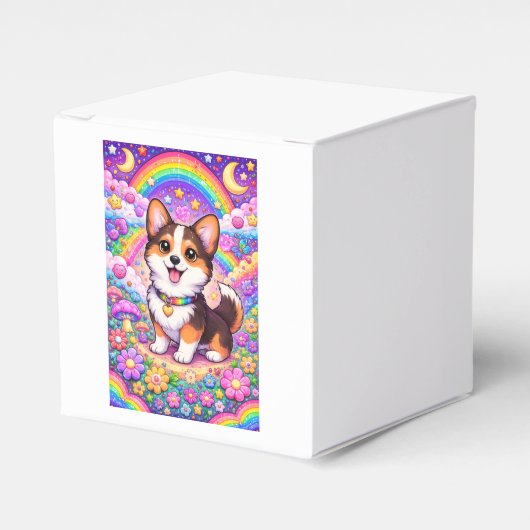 かわいい子犬と美しい虹 フェイバーボックス (正面サイド)