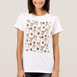 かわいい子犬と肉球のプリントTシャツ Tシャツ