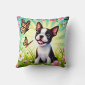 かわいい子犬と花と蝶 クッション (裏面)
