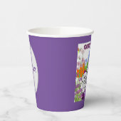 かわいい子犬と花パープルテーマ 紙コップ (左)