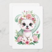 かわいい子犬と花2歳 シーズンカード (正面/裏面)