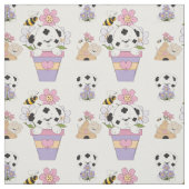 かわいい子犬と花 ファブリック (見本)