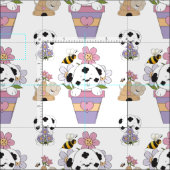 かわいい子犬と花 ファブリック (タイル)