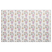 かわいい子犬と花 ファブリック (ファットクウォーター)