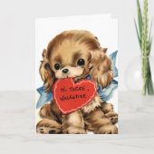 かわいい子犬と赤いハートバレンタインデーのカード シーズンカード (正面)
