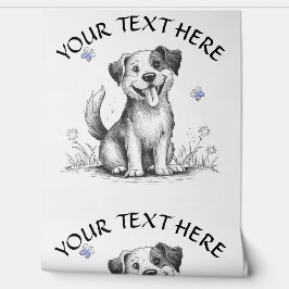 かわいい子犬と青い蝶をパーソナライズ 壁紙