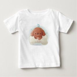 かわいい子犬と鳥と骨 ベビーTシャツ