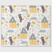 かわいい子犬と鳥の赤ちゃんシャワー ラッピングペーパー (フラット)