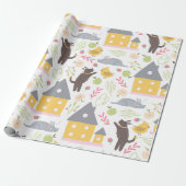 かわいい子犬と鳥の赤ちゃんシャワー ラッピングペーパー (アンロールド)