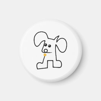 かわいい子犬と黄色いボール一列 マグネット