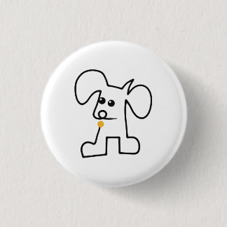 かわいい子犬と黄色いボール1本ライン 缶バッジ