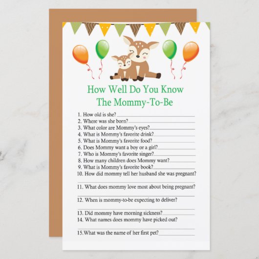 かわいい子犬どのようにベビーシャワーゲームを知っているか (正面/裏面)