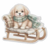 かわいい子犬のあったかウィンター ステッカー シール (正面)
