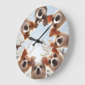 かわいい子犬のおもしろい犬の壁時計 ラージ壁時計 (傾斜)