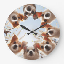 かわいい子犬のおもしろい犬の壁時計