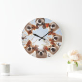 かわいい子犬のおもしろい犬の壁時計 ラージ壁時計 (ホーム)