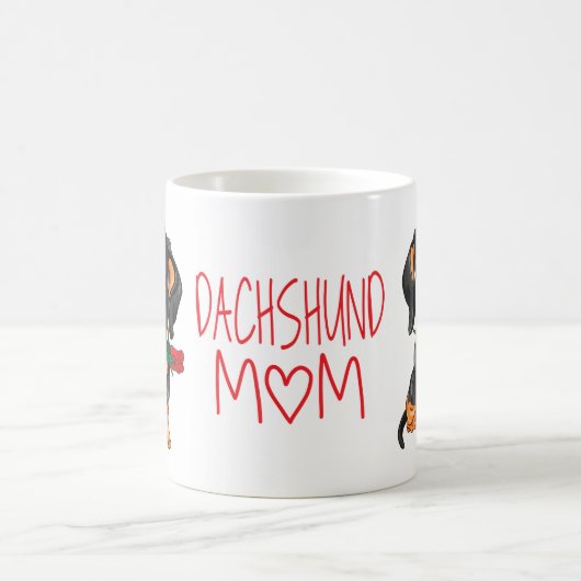 かわいい子犬のお母さん贈り物漫画ダックスフント コーヒーマグカップ (中央)