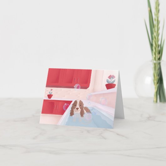 かわいい子犬のお風呂に シーズンカード (正面)