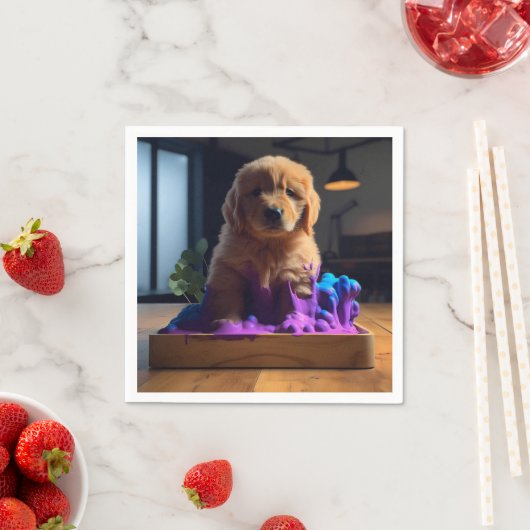 かわいい子犬のアート スタンダードカクテルナプキン (インサイチュ)