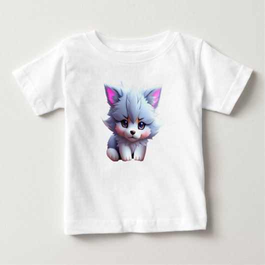 かわいい子犬のイメージのアニメスタイル ベビーTシャツ (正面)