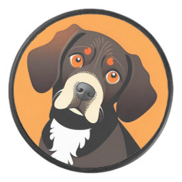 かわいい子犬のイラストレーション アイスホッケーパック