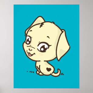 かわいい子犬のイラストレーション ポスター
