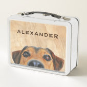 かわいい子犬のイラストレーション メタルランチボックス (裏面)