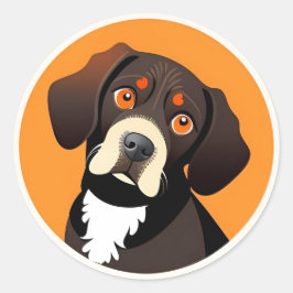 かわいい子犬のイラストレーション ラウンドシール
