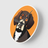 かわいい子犬のイラストレーション ラウンド壁時計 (傾斜)