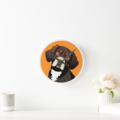 かわいい子犬のイラストレーション ラウンド壁時計 (ホーム)