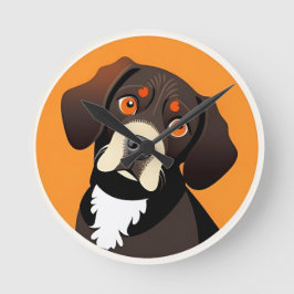 かわいい子犬のイラストレーション ラウンド壁時計