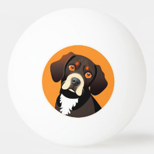 かわいい子犬のイラストレーション 卓球ボール