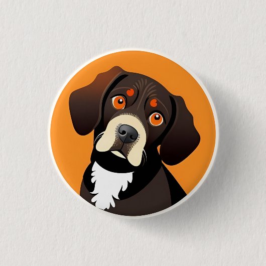 かわいい子犬のイラストレーション 缶バッジ (正面)