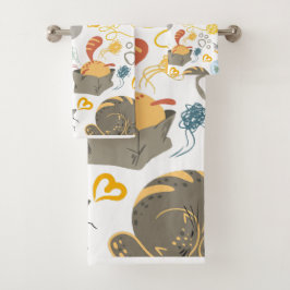 かわいい子犬のイラスト バスタオルセット