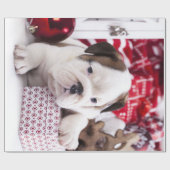 かわいい子犬のイングリッシュブルドッグ |クリスマスおもしろい。 ラッピングペーパー (フラット)