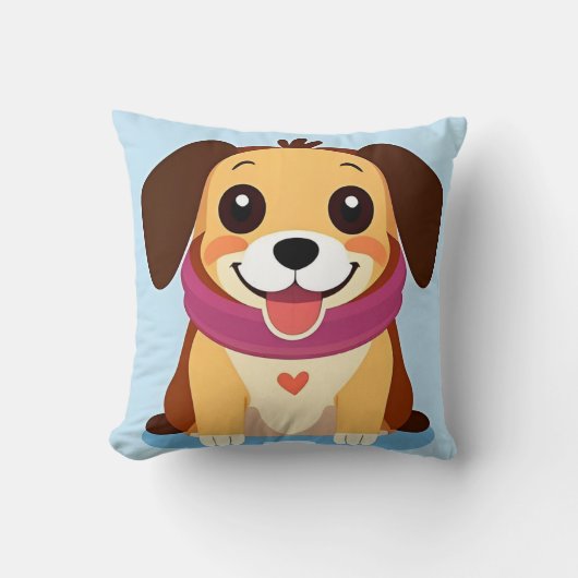 かわいい子犬のインテリアアクセント クッション (正面)
