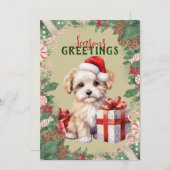 かわいい子犬のオーダーメイドホリデーカード シーズンカード (正面/裏面)