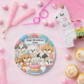 かわいい子犬のカスタマイズ可能な誕生日パーティープレート ペーパープレート (パーティー)