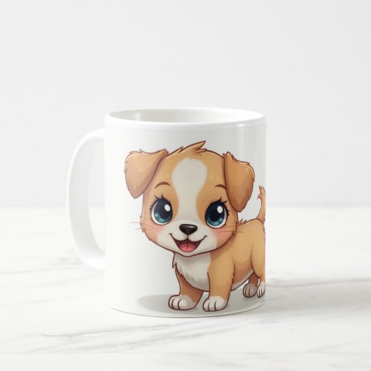 かわいい子犬のカップ。 コーヒーマグカップ (正面左)