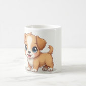 かわいい子犬のカップ。 コーヒーマグカップ (中央)
