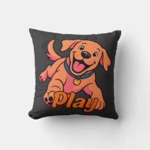 かわいい子犬のキャラクターアートとプレイのタイポグラフィ