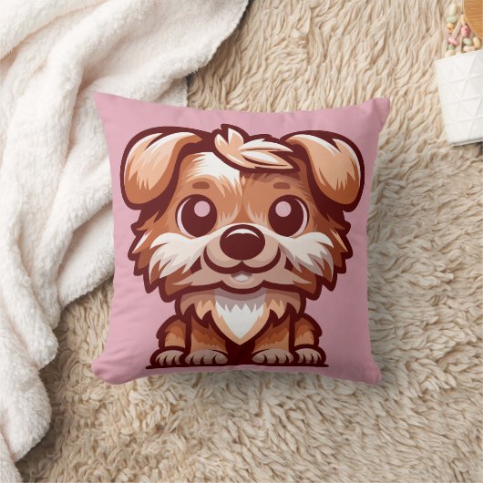かわいい子犬のキャラクタースロー枕 クッション (ブランケット)