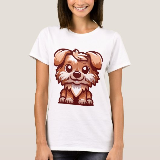 かわいい子犬のキャラクター　女性用Tシャツ Tシャツ (正面)