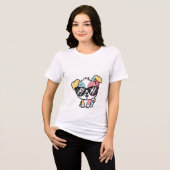 かわいい子犬のキャラクターTシャツ トライブレンドTシャツ (正面全面)