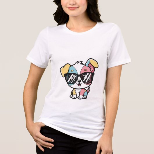 かわいい子犬のキャラクターTシャツ トライブレンドTシャツ (正面)