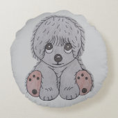 かわいい子犬のクッションカバー ラウンドクッション (裏面)