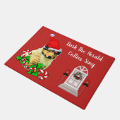 かわいい子犬のクリスマスのドormat ドアマット (アングル)