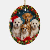 かわいい子犬のクリスマスオーナメント セラミックオーナメント (右)